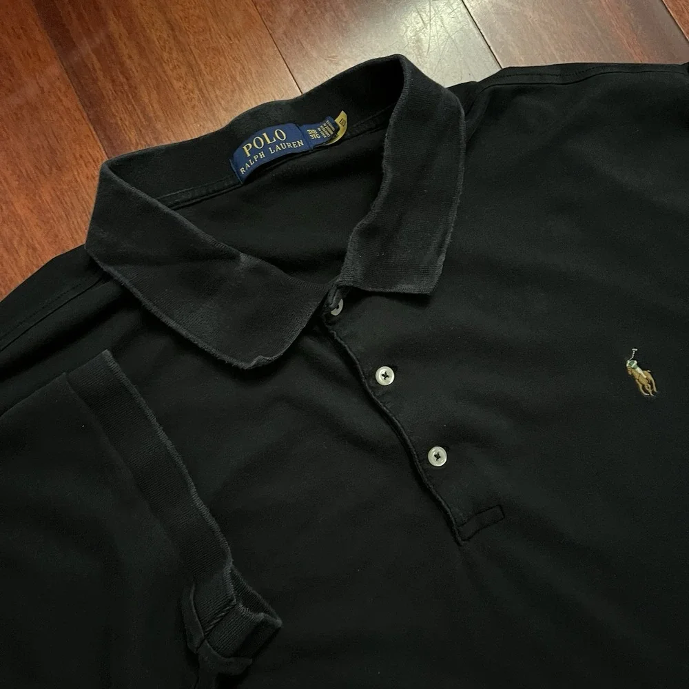 Polo Ralph Lauren Polo Mens 3XB Short Sleeve Black Logo Big Tall Fit Preppy Pony